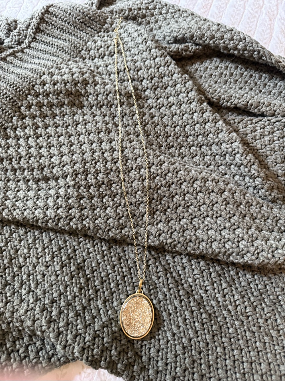 Large Gold Druzy Pendant Necklace
